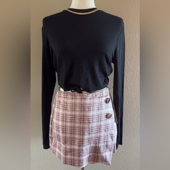 Pink plaid high waisted stylish skort - Picture 8 of 12
